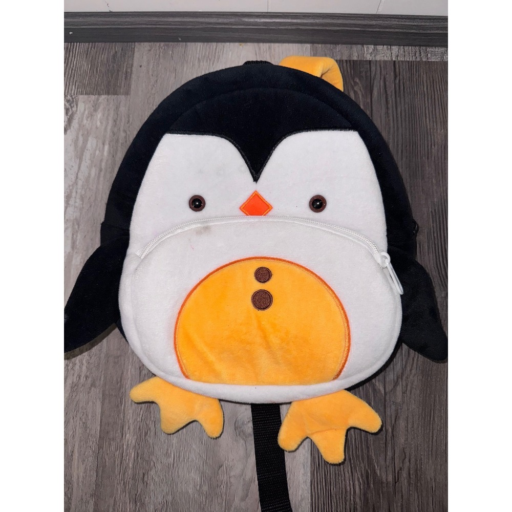 Kakoo Plush Penguin Toddler Backpack Black White Orange Animal Bag‎